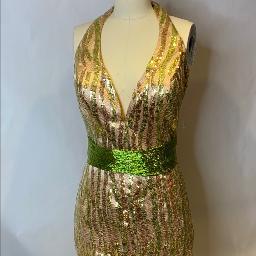 Green and Gold Prom Gown